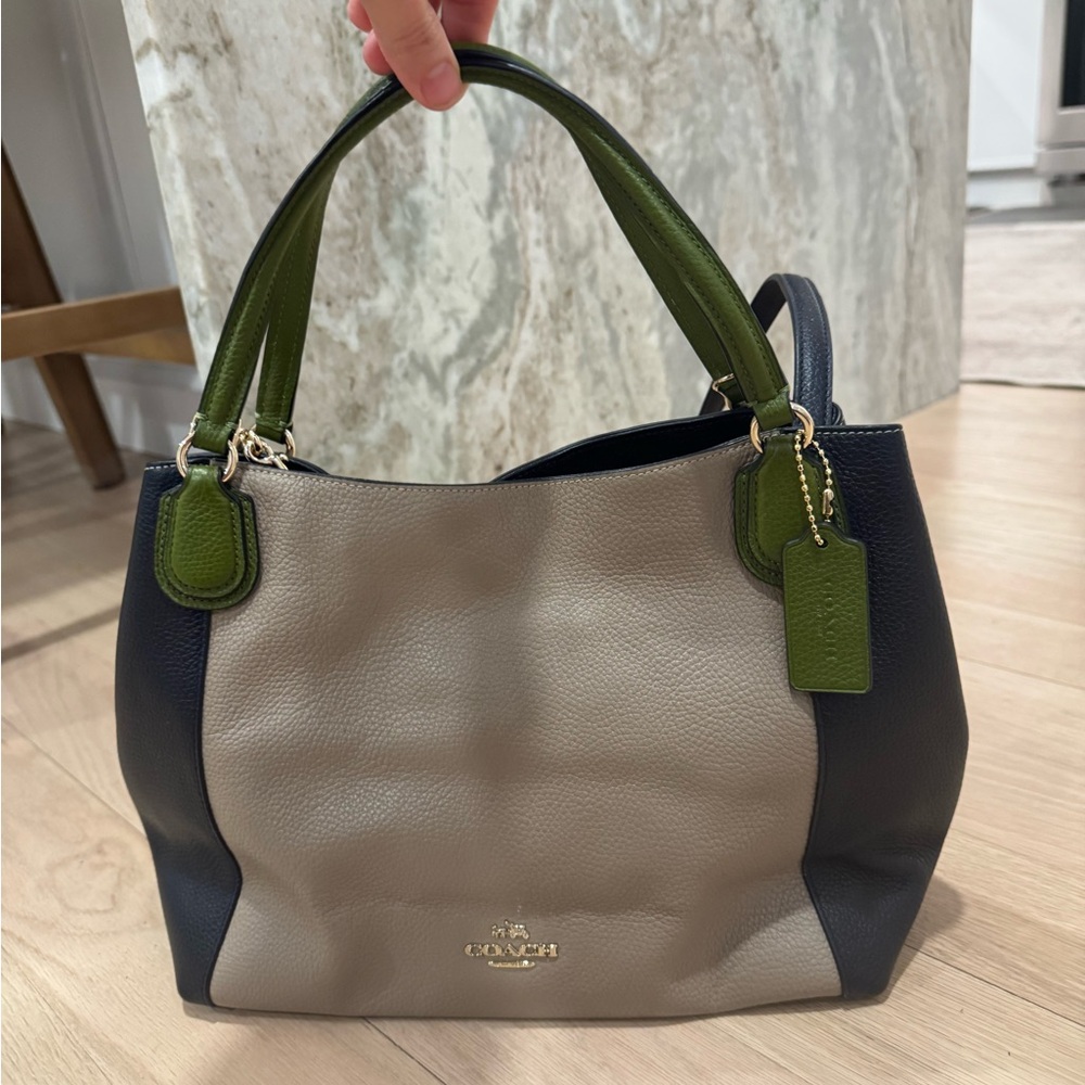 Coach Edie Color block Purse  - Navy/Gray & Green